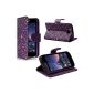 Seluxion - Pouch Case Wallet Case Support Function Style Diamond Color Purple for Wiko Cink Peax 2 + Protective Film (Electronics)