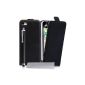 Case iPhone 5C Case Black Real Genuine Leather Flip Case With Stylus (Accessory)