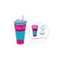 Alsino 2, select in 1 cup Snack Cup mug with silicone straw straw cup Snack: BE-01 pink blue (household goods)