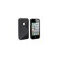 SHOP4PHONE® | Shell Cover Case Silicone S line Iphone 4 and Iphone 4S Screen Protector + 1 Available Color Black Black (Electronics)