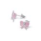 SL Silver Children's Earrings Pink Ribbon with enamel crystal 925 silver (jewelery)