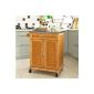 SoBuy FKW13 N-cabinet kitchen cart rolling service trolley with kitchen storage cabinet on wheels bamboo tray Stainless Steel L66cmxH90cmxP46cm