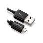 deleyCON 2m micro USB to USB cable / sync cable / charging cable / data cable - black - microUSB B Male to USB A Male to Samsung Galaxy / Sony Xperia / Nokia Lumia / LG etc. (electronics)