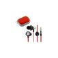 iKross In-Ear 3.5mm Stereo Headset with noise reduction soft silicone interchangeable plugs and handsfree microphone - Black and Red Metallic Case Protective Pouch + Tiny Red EVA Headphone (Electronics)