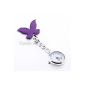 Watch Quartz Movement Nurse Purple Butterfly Shape Tie Pin