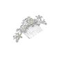 Bridal jewelry hair comb hair jewelry pearl crystal clear warm white flowers (jewelry)