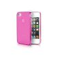 doupi® PerfectFit TPU Case for Apple iPhone 4 4S with built-in dust-plugs (pink) Dust Matt Clear Case silicone shell Bumper Cover Cover Matt Transparent pink + bonus (1x Protector) (Electronics)