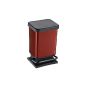 Rotho 7540080265 trash Paso, 20-liter, plastic in metal optics, with pedal mechanism, about 29.3 x 26.6 x 45.7 cm (LxWxH), red metallic (household goods)