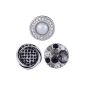 Morella® Ladies Click-Button Set 3 pieces pushbuttons Black - White (jewelry)
