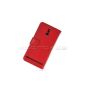 Mooncase Case Cover Leather Wallet Case Cover For Sony Xperia P LT22i Red (Electronics)