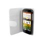 mumbi Leather Case Book Style for HTC One SV bag white (Electronics)