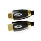 XO PRO GOLD HDMI cable 2m (2 meter (s)) * New version 2.0 / 1.4 High Speed ​​with Ethernet and 3D Full HD * 21 Gps 2160p / 1080p for XBOX 360, PS3, PS4, TV Canalsat HD boxes;  Bein, Orange TV, Freebox, SFR and Bbox TV Box, DVD, BLU-RAY, UHD, LCD, LED, PLASMA, Dolby TrueHD, Samsung SONY PANASONIC LG HDTV (Accessory)