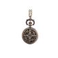 YEVITA Mini round watch necklace quartz pocket retro analogue display with leaf motifs (Watch)