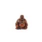 12cm Happy Buddha Sitting Wood Carved Brown Bali hardwood HB