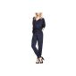 Qiyun Blue Polyester V Neck Tunic Laches Dark Tapered trousers Dungarees Together Pieces Of A Combination