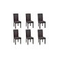 Set of 6 dining room chairs in chocolate brown faux leather and wood colonial design (Kitchen)