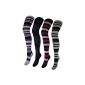 1 to 4 Stockings for ladies knit tights with cotton pattern Ringel Karo checkered - 10712 (Textiles)