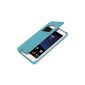 kwmobile® flip cover case with viewing window for Sony Xperia Z3 Compact in light blue - Practical and chic for your phone (Wireless Phone Accessory)