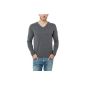 James Tyler Men Fine knit sweater with V-neck and contrasting elbow patches (Textiles)