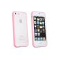 Silicone shell and polycarbonate IPHONE 5 and 5S - AC-Diffusion © - High resistance - Appearance frosted glass - Contour light pink - Screen protection film available (Electronics)