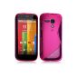 Seluxion - Case Cover Case S-Line Fuchsia Pink color for Moto G 4G + Protector Film (Electronics)