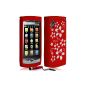 Silicone shell case for Samsung Wave s8500 red flowers pattern + mini stylus (Electronics)