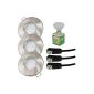 Trango® set of 3 IP44 recessed spotlights Nickel Matt TG6729IP-032B bath / shower / sauna incl. 3x GU10 3.0 Watt LED Lamp 3000K w-white version and recessed lighting metal painted rust-