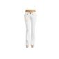 Marlow Womens Bootcut Jeans Flare White Denim Pattern Stitches (Textiles)