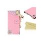 Mavis's Diary elegant bling rhinestone 3D Sony Xperia Z3 leather shell / case / cover protection / PU leather material with love drawing heart pendant and crystal / color pink (Electronics)