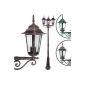 Garden lamp post - Green / Grey - height 221 cm - with 3 lights - VARIOUS COLORS