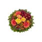 Bouquet "cornucopia" with orange roses and mini gerberas (garden products)