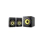 Power Dynamics Galax Studio speakers set 2.1 sound system (subwoofer 175W, 2x 2cm Studio Monitor 70W each, magnetically shielded, integr.elektronischer crossover) black-yellow