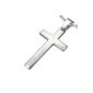Stainless Steel Cross Pendant Silver with Lord's Prayer inscribed.  Padre Nuestro cross pendant for men and women (20mm x 35mm) (Jewelry)