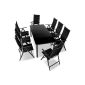 9-piece garden furniture aluminum furniture, furniture with glass table, comfortable garden furniture aluminum dark gray