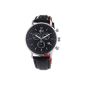 DETOMASO Gents stainless steel case leather strap mineral glass MILANO Chronograph Classic Black / Black DT1052-A (clock)