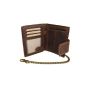 Biker Wallet for men and women with chain and outer closure Vintage-Style (including gift box LEAS) LEAS MCL, genuine leather, brown - '' Chain LEAS-Series' (Luggage)