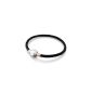 Andante-Stones 925 Sterling Silver bracelet braided leather black with clip closure 20 CM 20CM Clip Bead for European Beads Leather Bracelet + Organzasäckchen (jewelry)
