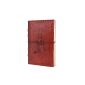 Store Indya notebook / diary, with brown leather binding, embossed printing, Design Buddha, 20 x 13 cm