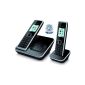 Telekom Sinus A206 Duo - analog cordless phone with answering machine and additional handset, 20 min retention time AB, graphic display - black with silver (Electronics)