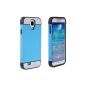 Foxnovo Multicolored dual layer hard back case cover protective case for Samsung Galaxy S4 / i9500 (blue + black)