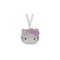 Teen Celebrity Big Kitty pendant necklace chain with Cubic Zirconium Crystal Iridescent White and Rose (Jewelry)