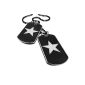 MunkiMix 2 Piece Alloy Pendant Necklace Black Star White Star Army Double Dog Tag Name Tribal 27 Inch Chain Man (Jewelry)