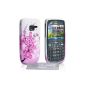 Cover Nokia C3 Pink / White Silicone Gel Floral Bee Cover (Accessory)