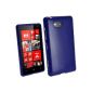 igadgitz blue glossy Durable Crystal Gel TPU Case Cover Sleeve Case for Nokia Lumia 820 Windows Smartphone Cell Phone + Screen Protector (Wireless Phone Accessory)