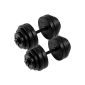MOVIT® Dumbbell Set 30 kg (2x 15kg), rods gerendelt with star caps, incl. 16 weight plates, dumbbells dumbbell weights weight plates (equipment)
