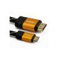 Tech'Import - HDMI to Mini HDMI 1.4 cable - 1.5m - Full HD 1080p 3D Ethernet - Triple shielding - 24K gold plated connectors - braided nylon cord (Electronics)