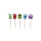 5 mini-candle * MONSTER * on wooden holders for party and birthday cake candles // Candle Cake Decoration Alien (Toy)