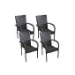 4 piece poly rattan garden armchair Stacking chair Garden chair stackable furniture balcony furniture Black