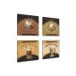 Visario canvas pictures 6903 Pictures Set of 4 on canvas Coffee Coffe 4 x 20 x 20 cm (household goods)
