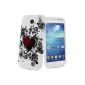 Avizar - Cover Pattern heart for Samsung Galaxy S4 Mini I9190 and I9195 - Soft Silicone Gel White (Electronics)
